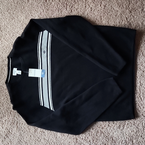 Mens dockers black grey qhite striped sweater L - Picture 1 of 4